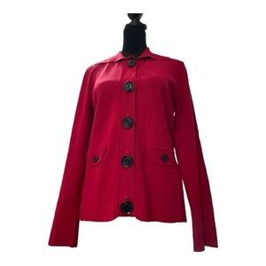 Yarns & Stitches Red cardigan sweater with black buttons size S